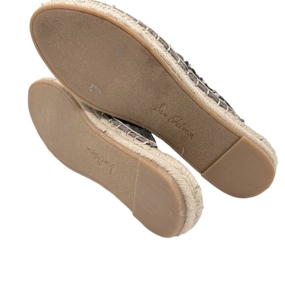 Sam Edelman Kerry Espadrille Womens Size 7 Silver Pewter Sequin Indie Boho Mules - Picture 3 of 5